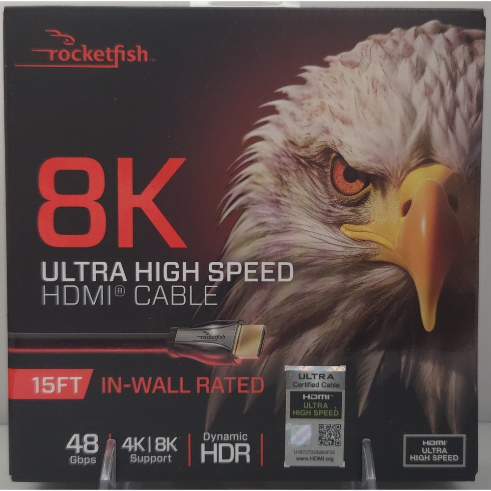 Rocketfish 15ft‎ 8K Ultra High Speed HDMI 2.1 Certified Cable - RF-HG15N24 - NEW